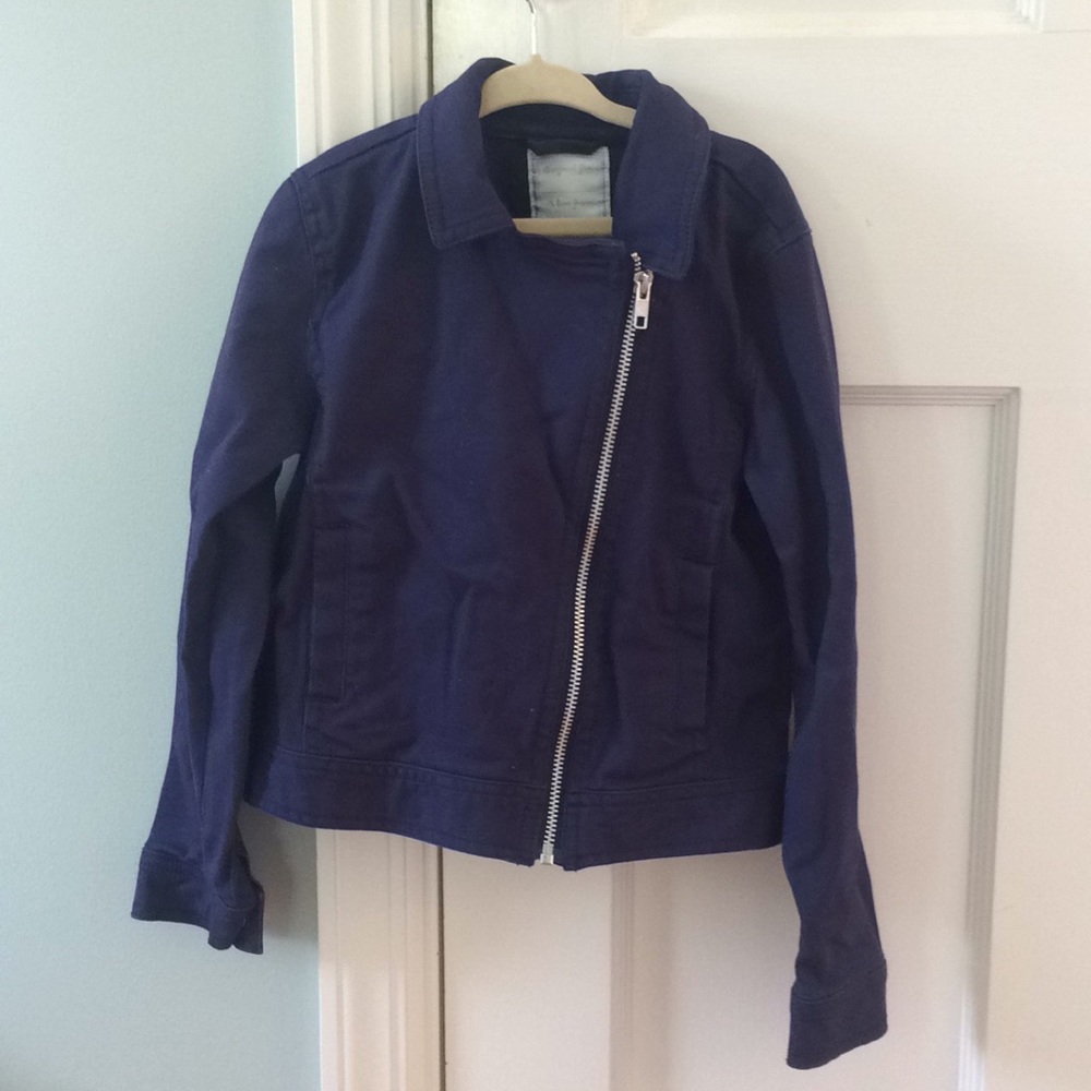 Girls Navy Moto Jacket